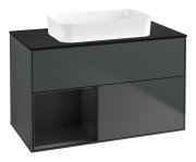 Тумба под раковину Villeroy & Boch Finion 100х50,1 см с подсветкой МДФ темно-синий матовый лак/стекло черное матовое G652PDHG