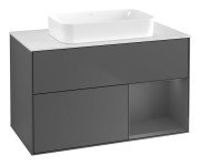 Тумба під раковину Villeroy & Boch Finion 100х50,1 см з підсвічуванням МДФ антрацит матовий лак/скло біле матове F661GKGK