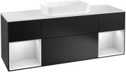 Тумба під раковину Villeroy & Boch Finion 160х50,1 см із підсвічуванням МДФ чорний матовий лак/скло біле матове G331MTPD