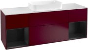 Тумба под раковину Villeroy & Boch Finion 160х50,1 см с подсветкой МДФ пион матовый лак/стекло белое матовое G331PDHB