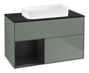 Тумба под раковину Villeroy & Boch Finion 100х50,1 см с подсветкой МДФ оливковый матовый лак/стекло черное матовое G652PDGM