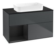 Тумба під раковину Villeroy & Boch Finion 100х50,1 см із підсвічуванням МДФ темно-синій матовий лак/скло чорне матове G652PDHG