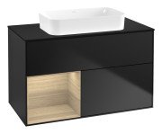 Тумба под раковину Villeroy & Boch Finion 100х50,1 см с подсветкой МДФ черный матовый лак/стекло черное матовое G652PCPD