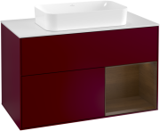 Тумба под раковину Villeroy & Boch Finion 100х50,1 см с подсветкой МДФ пион матовый лак/стекло белое матовое G251GNHB