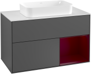 Тумба под раковину Villeroy & Boch Finion 100х50,1 см с подсветкой МДФ антрацит матовый лак/стекло белое матовое G251HBGK