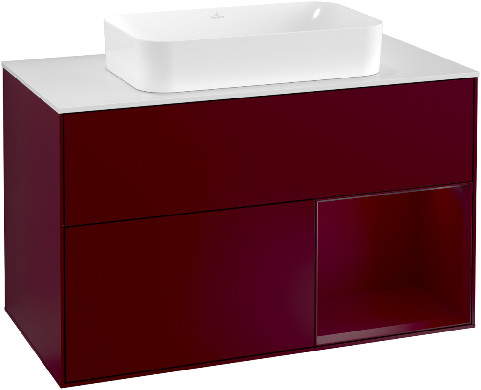 Тумба под раковину Villeroy & Boch Finion 100х50,1 см с подсветкой МДФ пион матовый лак/стекло белое матовое G251HBHB
