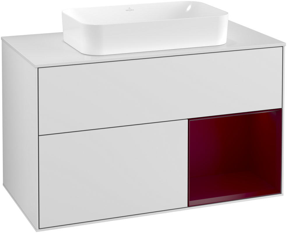 Тумба под раковину Villeroy & Boch Finion 100х50,1 см с подсветкой МДФ белый матовый лак/стекло белое матовое G251HBMT