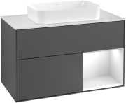 Тумба под раковину Villeroy & Boch Finion 100х50,1 см с подсветкой МДФ антрацит матовый лак/стекло белое матовое G251MTGK