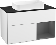 Тумба под раковину Villeroy & Boch Finion 100х50,1 см с подсветкой МДФ глянцевый белый лак/стекло черное матовое G252GKGF