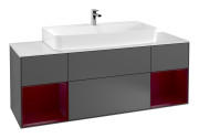 Тумба під раковину Villeroy & Boch Finion 160х50,1 см із підсвічуванням МДФ антрацит матовий лак/скло біле матове G211HBGK