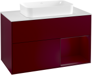 Тумба під раковину Villeroy & Boch Finion 100х50,1 см з підсвічуванням МДФ півонія матовий лак/скло біле матове G251HBHB