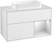 Тумба під раковину Villeroy & Boch Finion 100х50,1 см з підсвіткою МДФ білий глянцевий лак/скло біле матове G251MTGF