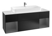 Тумба під раковину Villeroy & Boch Finion 160х50,1 см із підсвічуванням МДФ чорний матовий лак/скло біле матове G211GKPD