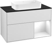 Тумба під раковину Villeroy & Boch Finion 100х50,1 см із підсвічуванням МДФ білий матовий лак/скло чорне матове G252GFMT