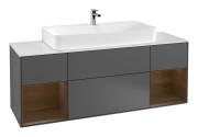 Тумба під раковину Villeroy & Boch Finion 160х50,1 см із підсвічуванням МДФ антрацит матовий лак/скло біле матове G211GNGK
