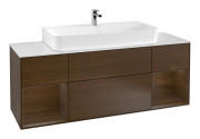 Тумба под раковину Villeroy & Boch Finion 160х50,1 см с подсветкой МДФ шпон грецкого ореха/стекло белое матовое G211GNGN