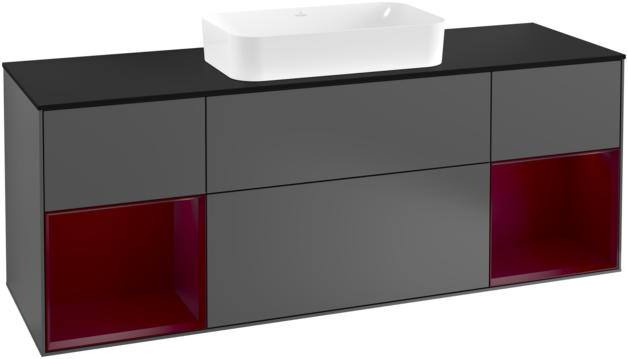 Тумба під раковину Villeroy & Boch Finion 160х50,1 см із підсвічуванням МДФ антрацит матовий лак/скло чорне матове G332HBGK