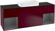 Тумба под раковину Villeroy & Boch Finion 160х50,1 см с подсветкой МДФ пион матовый лак/стекло черное матовое G332GKHB