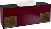 Тумба под раковину Villeroy & Boch Finion 160х50,1 см с подсветкой МДФ пион матовый лак/стекло черное матовое G332GNHB