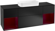 Тумба під раковину Villeroy & Boch Finion 160х50,1 см із підсвічуванням МДФ чорний матовий лак/скло чорне матове G332HBPD