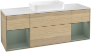 Тумба под раковину Villeroy & Boch Finion 160х50,1 см с подсветкой МДФ шпон дуба/стекло белое матовое G331GMPC
