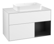 Тумба под раковину Villeroy & Boch Finion 100х50,1 см с подсветкой МДФ глянцевый белый лак/стекло белое матовое F661PDGF