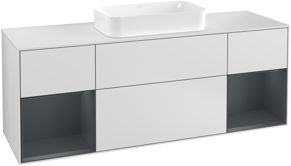 Тумба под раковину Villeroy & Boch Finion 160х50,1 см с подсветкой МДФ белый матовый лак/стекло белое матовое G331HGMT