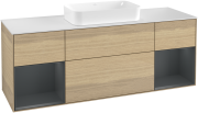 Тумба под раковину Villeroy & Boch Finion 160х50,1 см с подсветкой МДФ шпон дуба/стекло белое матовое G331HGPC