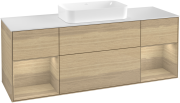 Тумба под раковину Villeroy & Boch Finion 160х50,1 см с подсветкой МДФ шпон дуба/стекло белое матовое G331PCPC