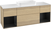 Тумба под раковину Villeroy & Boch Finion 160х50,1 см с подсветкой МДФ шпон дуба/стекло белое матовое G331PDPC