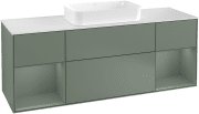 Тумба под раковину Villeroy & Boch Finion 160х50,1 см с подсветкой МДФ оливковый матовый лак/стекло белое матовое G331GMGM