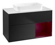 Тумба під раковину Villeroy & Boch Finion 100х50,1 см із підсвічуванням МДФ чорний матовий лак/скло біле матове F661HBPD