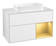 Тумба под раковину Villeroy & Boch Finion 100х50,1 см с подсветкой МДФ глянцевый белый лак/стекло белое матовое F661HFGF