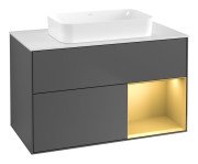 Тумба під раковину Villeroy & Boch Finion 100х50,1 см з підсвічуванням МДФ антрацит матовий лак/скло біле матове F661HFGK