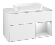 Тумба под раковину Villeroy & Boch Finion 100х50,1 см с подсветкой МДФ глянцевый белый лак/стекло белое матовое F661MTGF