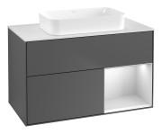 Тумба под раковину Villeroy & Boch Finion 100х50,1 см с подсветкой МДФ антрацит матовый лак/стекло белое матовое F661MTGK