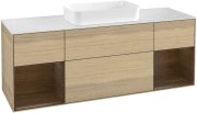 Тумба під раковину Villeroy & Boch Finion 160х50,1 см із підсвічуванням МДФ шпон дуба/скло біле матове G331GNPC