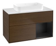 Тумба під раковину Villeroy & Boch Finion 100х50,1 см із підсвічуванням МДФ шпон волоського горіха/скло біле матове F661PDGN