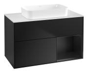 Тумба под раковину Villeroy & Boch Finion 100х50,1 см с подсветкой МДФ черный матовый лак/стекло белое матовое F661PDPD