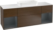 Тумба під раковину Villeroy & Boch Finion 160х50,1 см із підсвічуванням МДФ шпон волоського горіха/скло біле матове G331HGGN