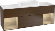 Тумба під раковину Villeroy & Boch Finion 160х50,1 см із підсвічуванням МДФ шпон волоського горіха/скло біле матове G331PCGN