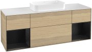 Тумба під раковину Villeroy & Boch Finion 160х50,1 см із підсвічуванням МДФ шпон дуба/скло біле матове G331PDPC