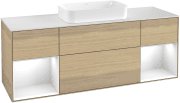Тумба под раковину Villeroy & Boch Finion 160х50,1 см с подсветкой МДФ шпон дуба/стекло белое матовое G331GFPC
