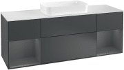 Тумба под раковину Villeroy & Boch Finion 160х50,1 см с подсветкой МДФ темно-синий матовый лак/стекло белое матовое G331GKHG
