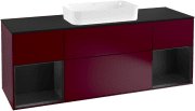 Тумба под раковину Villeroy & Boch Finion 160х50,1 см с подсветкой МДФ пион матовый лак/стекло черное матовое G332PDHB
