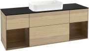 Тумба под раковину Villeroy & Boch Finion 160х50,1 см с подсветкой МДФ шпон дуба/стекло черное матовое G332GNPC