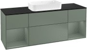 Тумба під раковину Villeroy & Boch Finion 160х50,1 см із підсвічуванням МДФ оливковий матовий лак/скло чорне матове G332GMGM