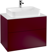 Тумба під раковину Villeroy & Boch Finion 80х50,1 см МДФ півонія матовий лак/скло біле матове F34100HB