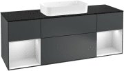Тумба під раковину Villeroy & Boch Finion 160х50,1 см із підсвічуванням МДФ темно-синій матовий лак/скло чорне матове G332MTHG