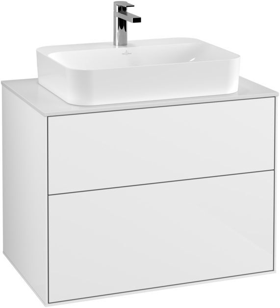 Тумба под раковину Villeroy & Boch Finion 80х50,1 см с подсветкой МДФ глянцевый белый лак/стекло белое матовое G34100GF